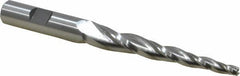 Made in USA - 3° Taper Angle per Side, 3/16" Small End Diam, 3" LOC, High Speed Steel 3 Flute Tapered Square End Mill - 5" OAL, 1/2" Shank Diam - Eagle Tool & Supply