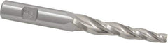 Made in USA - 3° Taper Angle per Side, 1/4" Small End Diam, 2-1/4" LOC, High Speed Steel 3 Flute Tapered Square End Mill - 4-1/4" OAL, 1/2" Shank Diam, Spiral Flute - Eagle Tool & Supply