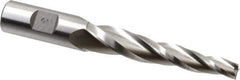 Made in USA - 3° Taper Angle per Side, 3/8" Small End Diam, 3-1/4" LOC, High Speed Steel 3 Flute Tapered Square End Mill - 5-1/2" OAL, 3/4" Shank Diam, Spiral Flute - Eagle Tool & Supply