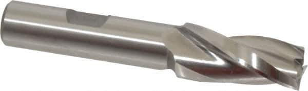 Made in USA - 3° Taper Angle per Side, 1/2" Small End Diam, 1-1/4" LOC, High Speed Steel 3 Flute Tapered Square End Mill - 3-1/4" OAL, 1/2" Shank Diam, Spiral Flute - Eagle Tool & Supply