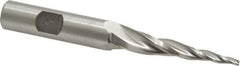 Made in USA - 5° Taper Angle per Side, 3/32" Small End Diam, 2" LOC, High Speed Steel 3 Flute Tapered Square End Mill - 3-7/8" OAL, 1/2" Shank Diam, Spiral Flute - Eagle Tool & Supply
