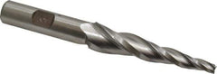 Made in USA - 5° Taper Angle per Side, 3/16" Small End Diam, 2-1/2" LOC, High Speed Steel 3 Flute Tapered Square End Mill - 4-3/4" OAL, 5/8" Shank Diam, Spiral Flute - Eagle Tool & Supply