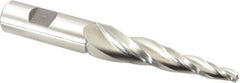 Made in USA - 5° Taper Angle per Side, 1/4" Small End Diam, 3-1/4" LOC, High Speed Steel 3 Flute Tapered Square End Mill - 5-1/2" OAL, 3/4" Shank Diam, Spiral Flute - Eagle Tool & Supply