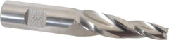Made in USA - 5° Taper Angle per Side, 3/8" Small End Diam, 2-1/4" LOC, High Speed Steel 3 Flute Tapered Square End Mill - 4-1/4" OAL, 3/4" Shank Diam, Spiral Flute - Eagle Tool & Supply