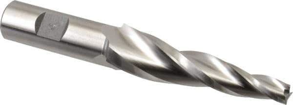 Made in USA - 5° Taper Angle per Side, 3/8" Small End Diam, 3-1/4" LOC, High Speed Steel 3 Flute Tapered Square End Mill - 5-1/2" OAL, 3/4" Shank Diam, Spiral Flute - Eagle Tool & Supply