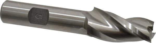Made in USA - 5° Taper Angle per Side, 1/2" Small End Diam, 1-1/4" LOC, High Speed Steel 3 Flute Tapered Square End Mill - 3-1/8" OAL, 1/2" Shank Diam, Spiral Flute - Eagle Tool & Supply