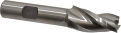 Made in USA - 5° Taper Angle per Side, 1/2" Small End Diam, 1-1/4" LOC, High Speed Steel 3 Flute Tapered Square End Mill - 3-1/8" OAL, 1/2" Shank Diam, Spiral Flute - Eagle Tool & Supply