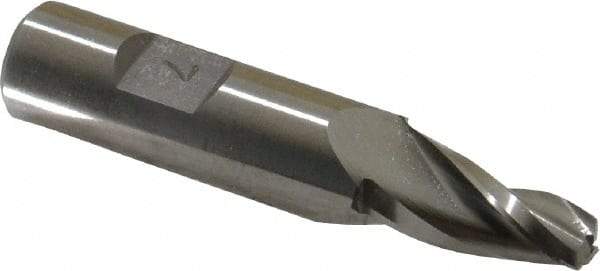 Made in USA - 7° Taper Angle per Side, 1/4" Small End Diam, 3/4" LOC, High Speed Steel 3 Flute Tapered Square End Mill - 2-1/2" OAL, 1/2" Shank Diam, Spiral Flute - Eagle Tool & Supply