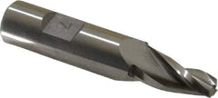 Made in USA - 7° Taper Angle per Side, 1/4" Small End Diam, 3/4" LOC, High Speed Steel 3 Flute Tapered Square End Mill - 2-1/2" OAL, 1/2" Shank Diam, Spiral Flute - Eagle Tool & Supply