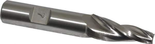 Made in USA - 7° Taper Angle per Side, 1/4" Small End Diam, 1-1/4" LOC, High Speed Steel 3 Flute Tapered Square End Mill - 3-1/4" OAL, 1/2" Shank Diam, Spiral Flute - Eagle Tool & Supply