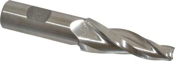 Made in USA - 7° Taper Angle per Side, 3/8" Small End Diam, 2-1/4" LOC, High Speed Steel 3 Flute Tapered Square End Mill - 4-1/2" OAL, 3/4" Shank Diam, Spiral Flute - Eagle Tool & Supply