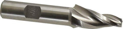 Made in USA - 10° Taper Angle per Side, 1/4" Small End Diam, 1-1/4" LOC, High Speed Steel 3 Flute Tapered Square End Mill - 3-1/4" OAL, 1/2" Shank Diam, Spiral Flute - Eagle Tool & Supply