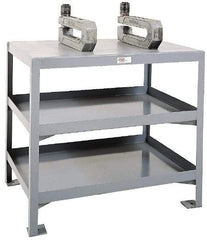 Made in USA - 60 Wide x 30" Deep x 32" High, Steel Machine Work Table - Edge Turned Down, Fixed Legs - Eagle Tool & Supply