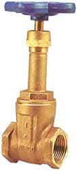 NIBCO - 1-1/2" Pipe, Class 125, Threaded Bronze Solid Wedge Rising Stem Gate Valve - 200 WOG, 125 WSP, Screw-In Bonnet - Eagle Tool & Supply