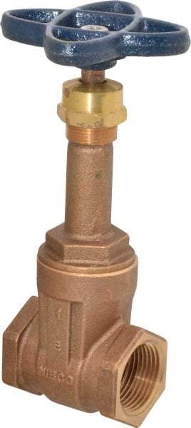 NIBCO - 1" Pipe, Class 125, Threaded Bronze Solid Wedge Rising Stem Gate Valve - 200 WOG, 125 WSP, Screw-In Bonnet - Eagle Tool & Supply