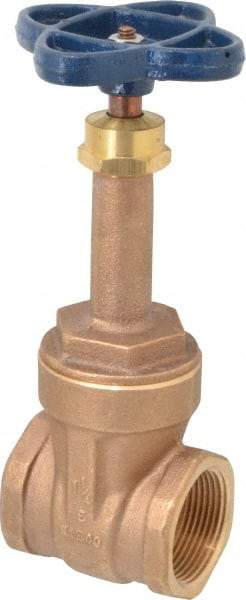 NIBCO - 1-1/4" Pipe, Class 125, Threaded Bronze Solid Wedge Rising Stem Gate Valve - 200 WOG, 125 WSP, Screw-In Bonnet - Eagle Tool & Supply