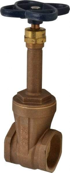 NIBCO - 2" Pipe, Class 125, Threaded Bronze Solid Wedge Rising Stem Gate Valve - 200 WOG, 125 WSP, Screw-In Bonnet - Eagle Tool & Supply