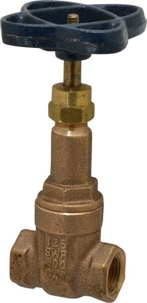 NIBCO - 3/8" Pipe, Class 125, Threaded Bronze Solid Wedge Rising Stem Gate Valve - 200 WOG, 125 WSP, Screw-In Bonnet - Eagle Tool & Supply