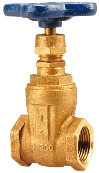 NIBCO - 1/4" Pipe, Class 125, Threaded Bronze Solid Wedge Stem Gate Valve with Cross Handle - 200 WOG, 125 WSP, Screw-In Bonnet - Eagle Tool & Supply