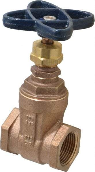 NIBCO - 1" Pipe, Class 125, Threaded Bronze Solid Wedge Stem Gate Valve - 200 WOG, 125 WSP, Screw-In Bonnet - Eagle Tool & Supply