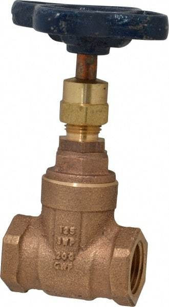 NIBCO - 1/2" Pipe, Class 125, Threaded Bronze Solid Wedge Stem Gate Valve - 200 WOG, 125 WSP, Screw-In Bonnet - Eagle Tool & Supply
