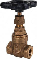 NIBCO - 1/4" Pipe, Class 125, Threaded Bronze Solid Wedge Stem Gate Valve - 200 WOG, 125 WSP, Screw-In Bonnet - Eagle Tool & Supply