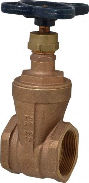 NIBCO - 2" Pipe, Class 125, Threaded Bronze Solid Wedge Stem Gate Valve - 200 WOG, 125 WSP, Screw-In Bonnet - Eagle Tool & Supply