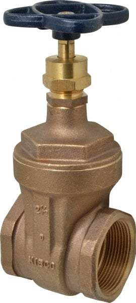 NIBCO - 2-1/2" Pipe, Class 125, Threaded Bronze Solid Wedge Stem Gate Valve - 200 WOG, 125 WSP, Screw-In Bonnet - Eagle Tool & Supply