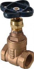 NIBCO - 3/4" Pipe, Class 125, Threaded Bronze Solid Wedge Stem Gate Valve - 200 WOG, 125 WSP, Screw-In Bonnet - Eagle Tool & Supply