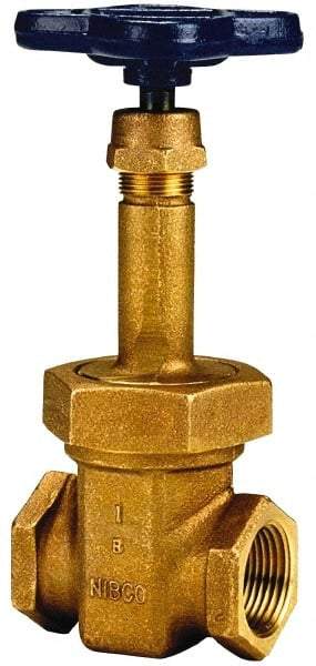 NIBCO - Class 125, Threaded Bronze Solid Wedge Rising Stem Gate Valve - 200 WOG, 125 WSP, Union Bonnet - Eagle Tool & Supply