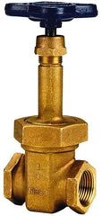 NIBCO - 1-1/4" Pipe, Class 125, Threaded Bronze Solid Wedge Rising Stem Gate Valve - 200 WOG, 125 WSP, Union Bonnet - Eagle Tool & Supply