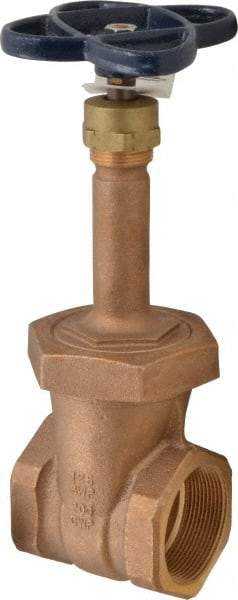NIBCO - 2" Pipe, Class 125, Threaded Bronze Solid Wedge Rising Stem Gate Valve - 200 WOG, 125 WSP, Union Bonnet - Eagle Tool & Supply