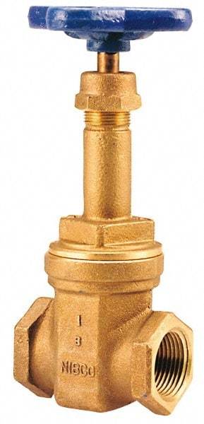 NIBCO - 3" Pipe, Class 125, Threaded Bronze Solid Wedge Rising Stem Gate Valve - 200 WOG, 125 WSP, Union Bonnet - Eagle Tool & Supply
