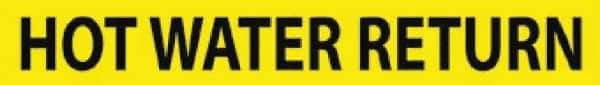 NMC - Pipe Marker with Hot Water Return Legend and No Graphic - 3/4 to 1-1/4" Pipe Outside Diam, Black on Yellow - Eagle Tool & Supply