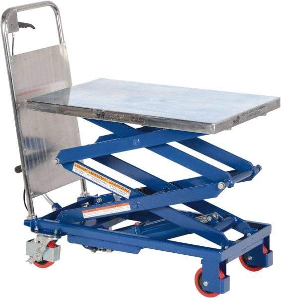 Vestil - 220 Lb Capacity Manual Scissor Elevating Cart - 10" to 51" Lift Height, 27-1/2" Platform Length x 17-1/2" Platform Width - Eagle Tool & Supply