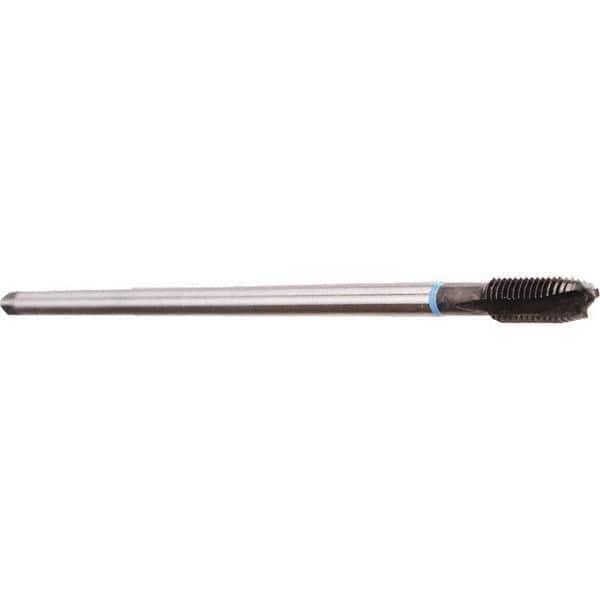 Emuge - M10x1.50 Metric Coarse 3 Flute Nitride Finish Cobalt Spiral Point Extension Tap - Plug Chamfer, 200mm OAL, 6H Class of Fit, Series Rekord B - Eagle Tool & Supply