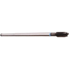 Emuge - M10x1.50 Metric Coarse 3 Flute Nitride Finish Cobalt Spiral Point Extension Tap - Plug Chamfer, 200mm OAL, 6H Class of Fit, Series Rekord B - Eagle Tool & Supply