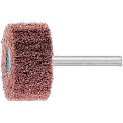 PFERD - 1-1/2" Diam x 3/4" Face Width, Aluminum Oxide Nonwoven Mounted Flap Wheel - 1/4" Shank Mount, 280 Grit, 15,000 Max RPM - Eagle Tool & Supply