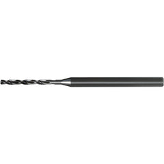 3.5 mm Dia. × 4 mm Shank × 38.9 mm Flute Length × 76 mm OAL, 8xD, 140°, AlTiN Nano, 2 Flute, Coolant Thru, Straight / Cylindrical Solid Carbide Drill - Exact Industrial Supply