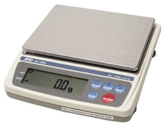 A&D Engineering - 300/600/1,500 g, 5.2" Long x 5-3/16" Wide, 0.1/0.2/0.5 g Graduation, Digital Portable Balance - Digital Calibration - Eagle Tool & Supply