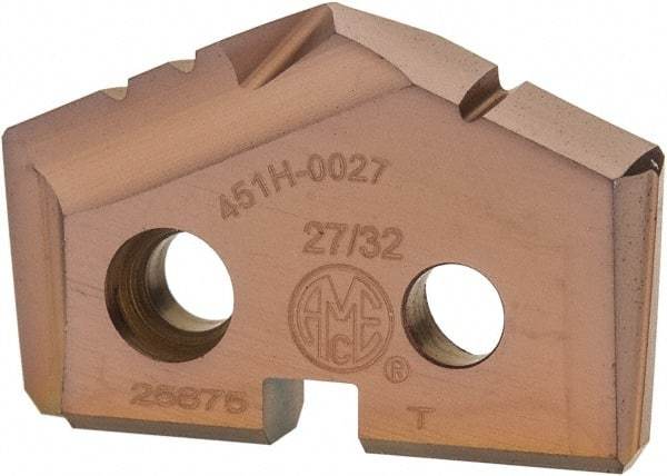 Allied Machine and Engineering - 27/32" Diam x 5/32" Thick, Seat Code 1, 132° Included Angle Spade Drill Insert - AM200 Coated, Cobalt, Series GEN2 T-A - Eagle Tool & Supply