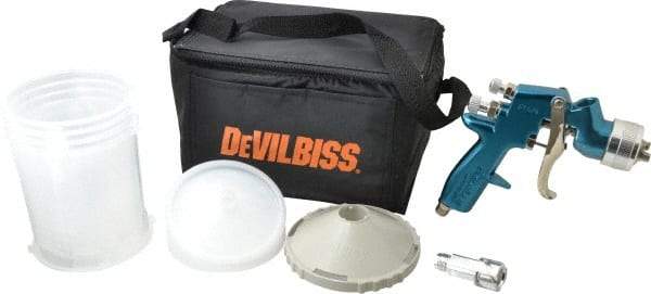 DeVilbiss - Gravity Feed Paint Spray Gun - 24 oz Capacity, 100 Max psi, 9.9 to 40 CFM, For Enamels, Epoxies, Lacquers, Polyurethanes, Primers, Sealers, Stains, Thinned Latex, Varnishes - Eagle Tool & Supply