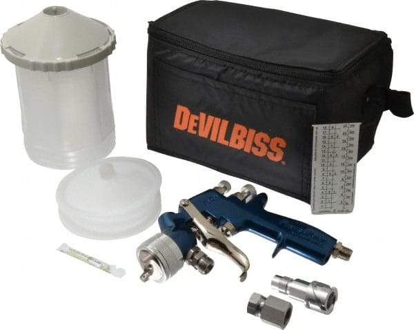 DeVilbiss - Siphon Feed Paint Spray Gun - 24 oz Capacity, 100 Max psi, 9.9 to 40 CFM, For Enamels, Epoxies, Lacquers, Polyurethanes, Primers, Sealers, Stains, Thinned Latex, Varnishes - Eagle Tool & Supply