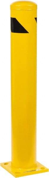 PRO-SAFE - 5-1/2" Diam x 36" High, Steel Bollard - 8" Wide x 8" Long Mounting Plate - Eagle Tool & Supply