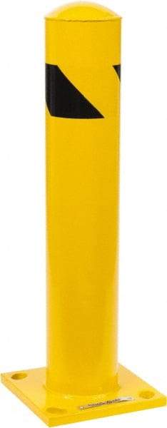 PRO-SAFE - 4-1/2" Diam x 24" High, Steel Bollard - 8" Wide x 8" Long Mounting Plate - Eagle Tool & Supply