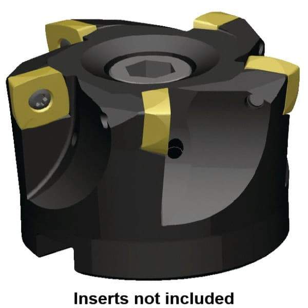 Kennametal - 5 Inserts, 2" Cut Diam, 3/4" Arbor Diam, 15.5mm Max Depth of Cut, Indexable Square-Shoulder Face Mill - 0° Lead Angle, 40" High, LNGU15T608SRGE Insert Compatibility, Series MILL 4-15 - Eagle Tool & Supply