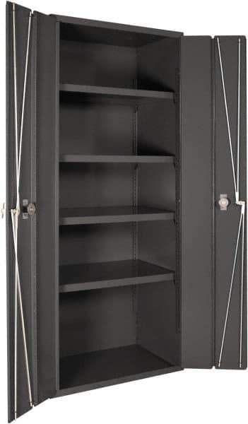 Durham - 4 Shelf Locking Storage Cabinet - Steel, 36" Wide x 24" Deep x 84" High, Gray - Eagle Tool & Supply