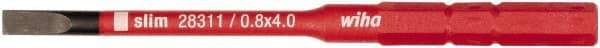 Wiha - 4mm Blade, 15/64" Drive Slotted Screwdriver Bit - 2-61/64" OAL - Eagle Tool & Supply