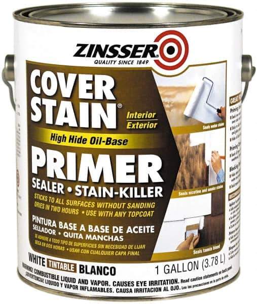 Zinsser - 1 Gal Flat White Primer - 300 to 400 Sq Ft Coverage, 347 gL Content, Quick Drying - Eagle Tool & Supply