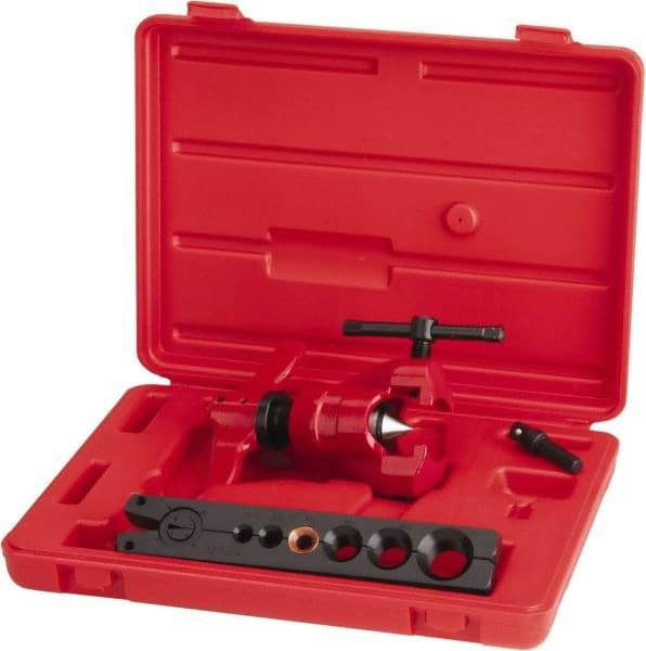 Value Collection - 3/16 to 5/8" Pipe Capacity, Flaring Tool Kit - 6 Pieces, Cuts Copper - Eagle Tool & Supply